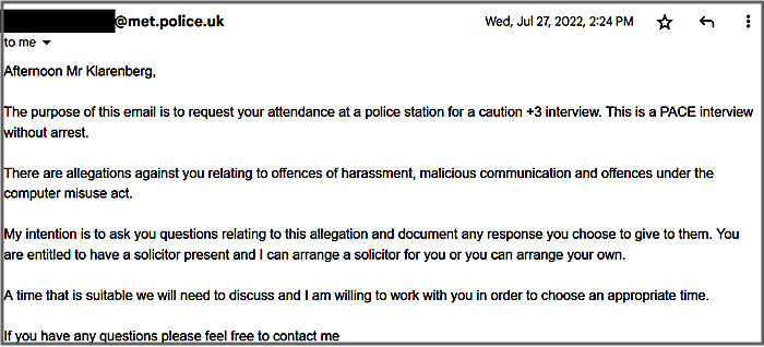 Click to enlarge police message