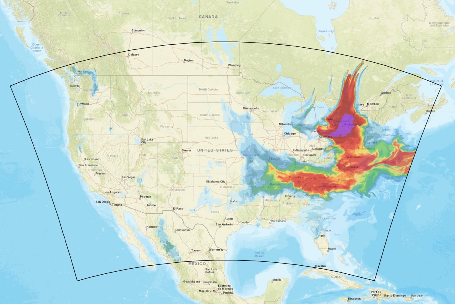 A screenshot of a radar-based analysis by the
