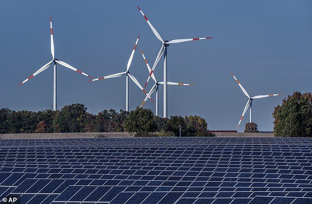 Click to enlarge wind farm solar panels green energy