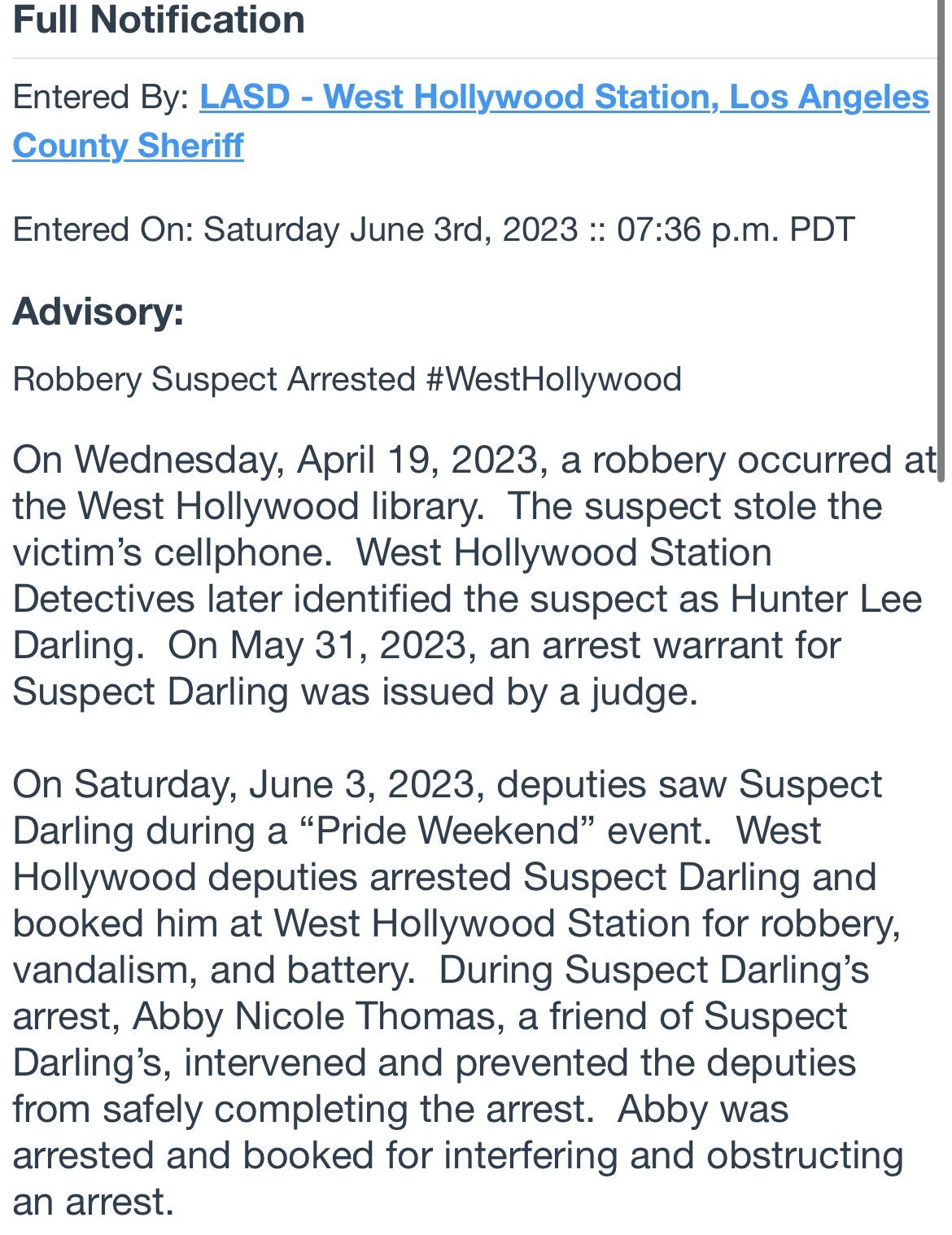 Click to enlarge la sheriff notice warrent darling zodiac rost
