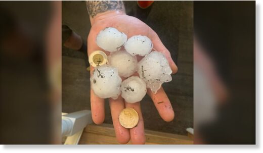 Click to enlarge A photo of the hail that fell in Rivers, Man.,