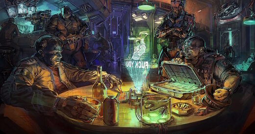 painting future video game bar scene