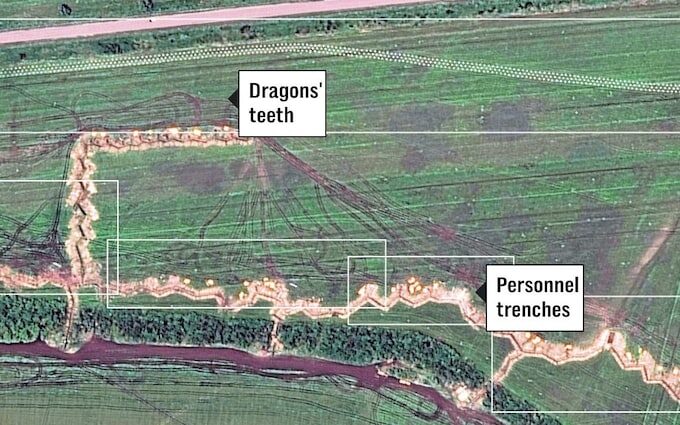 Russian defense lines ukraine fortifications dragons teeth