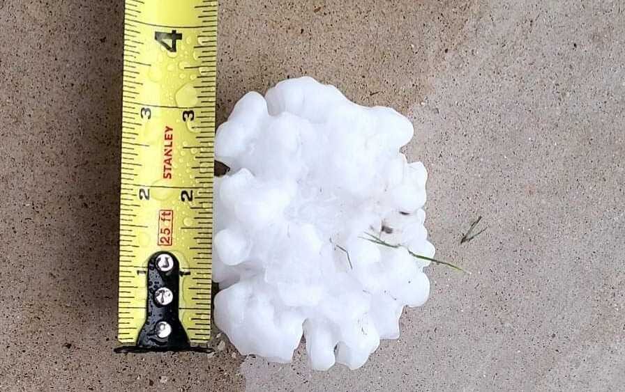 Click to enlarge Large hail caused damage in Lantana and Flower Mound on Sunday evening, photo courtesy of Kevin Mercer