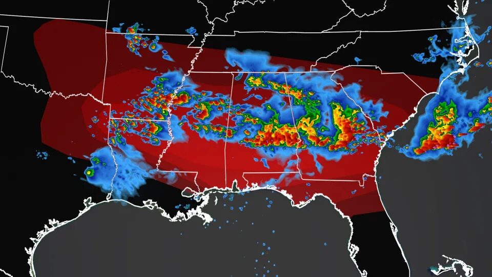 Power outages were reported across the South after severe storms brought high winds and reported tornadoes to the region Wednesday.