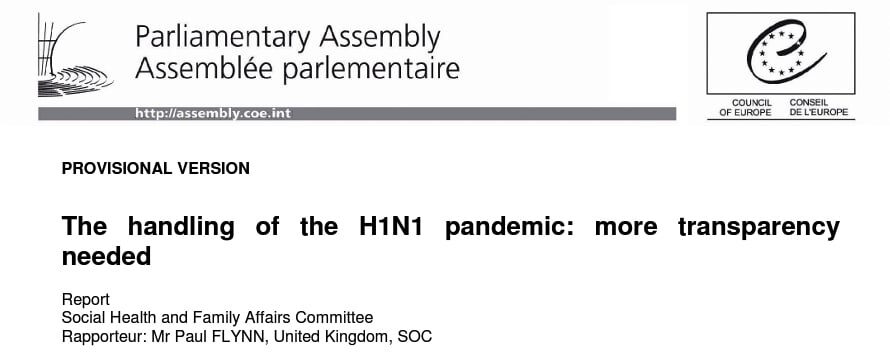Click to enlarge european parliament h1n1 report title page