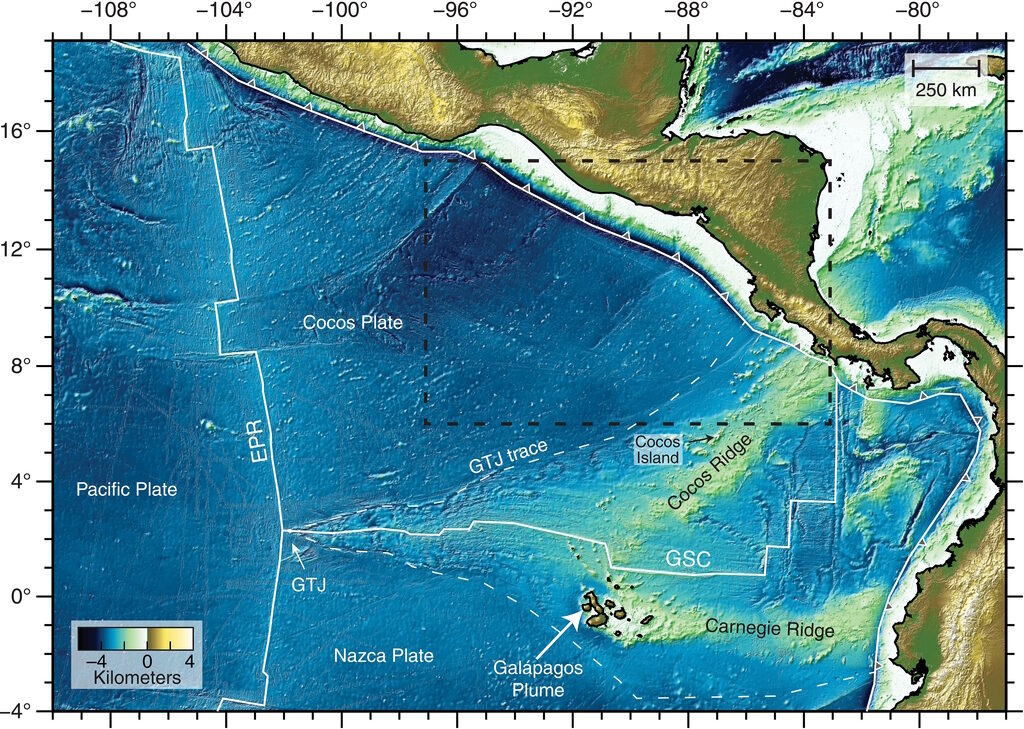 cocos techtonic plate central america magma plume