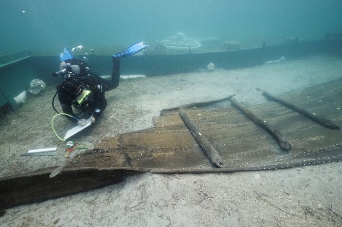 Click to enlarge hand sewn boat croatia underwater wreck