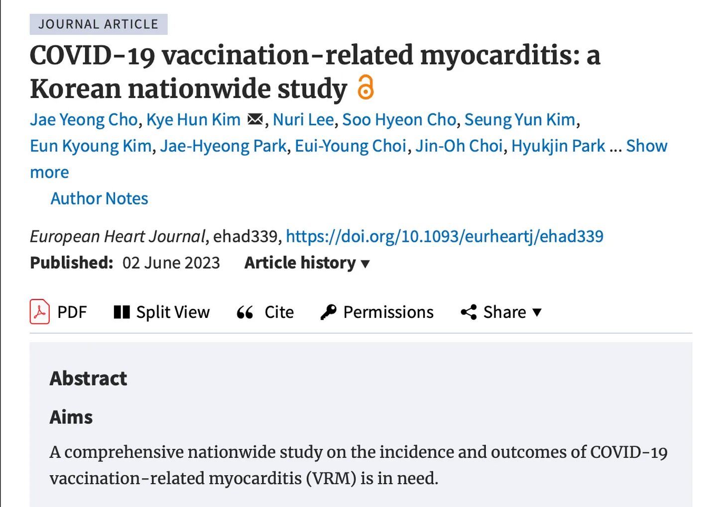 covid vax myocarditis korean