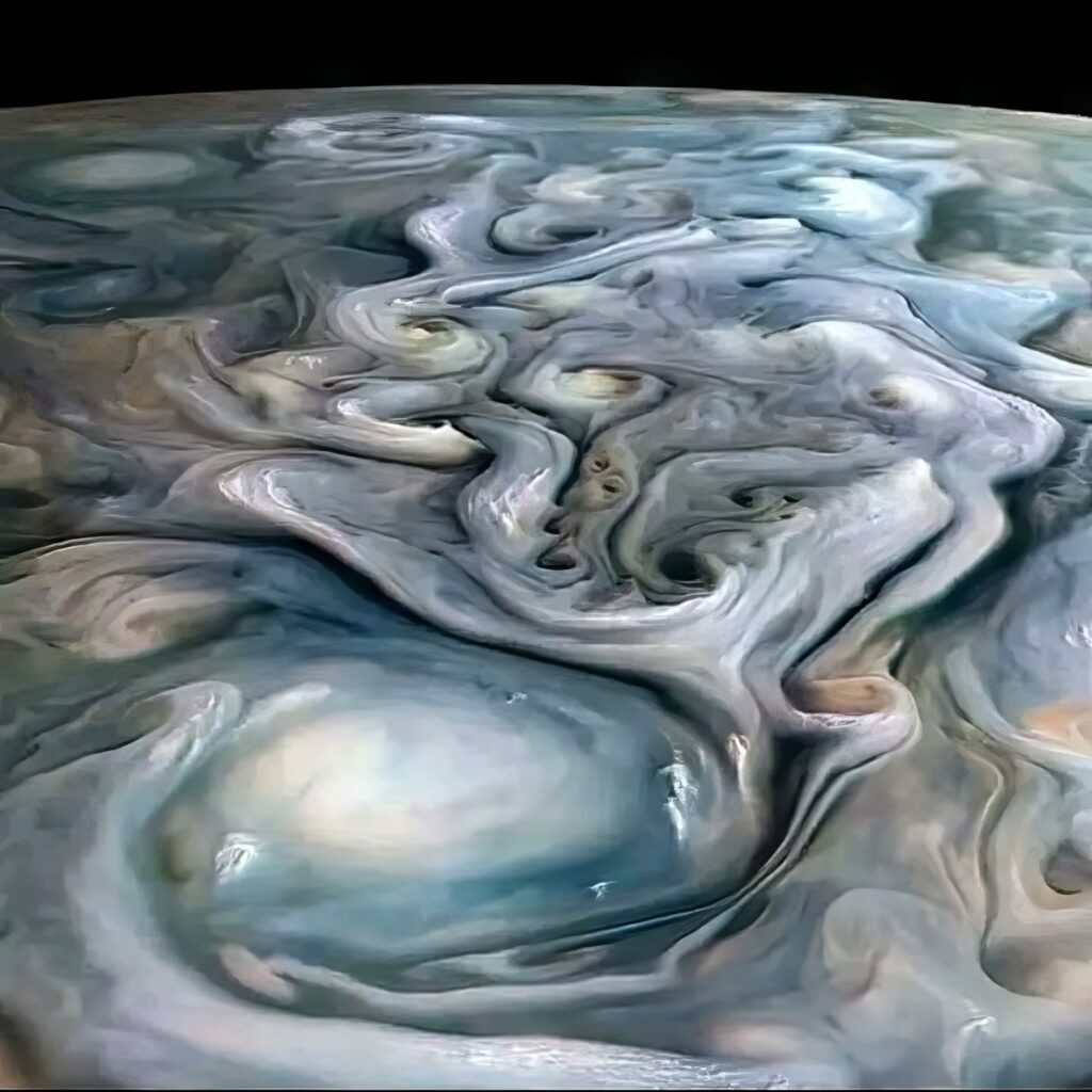 Click to enlarge jupiter storm clouds juno probe nasa