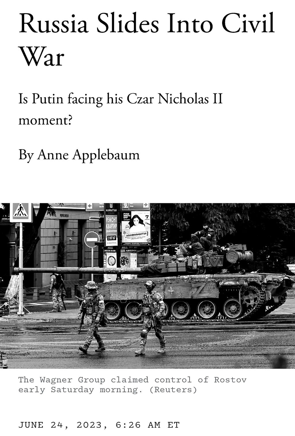 annie applebaum headline russian coup civil war
