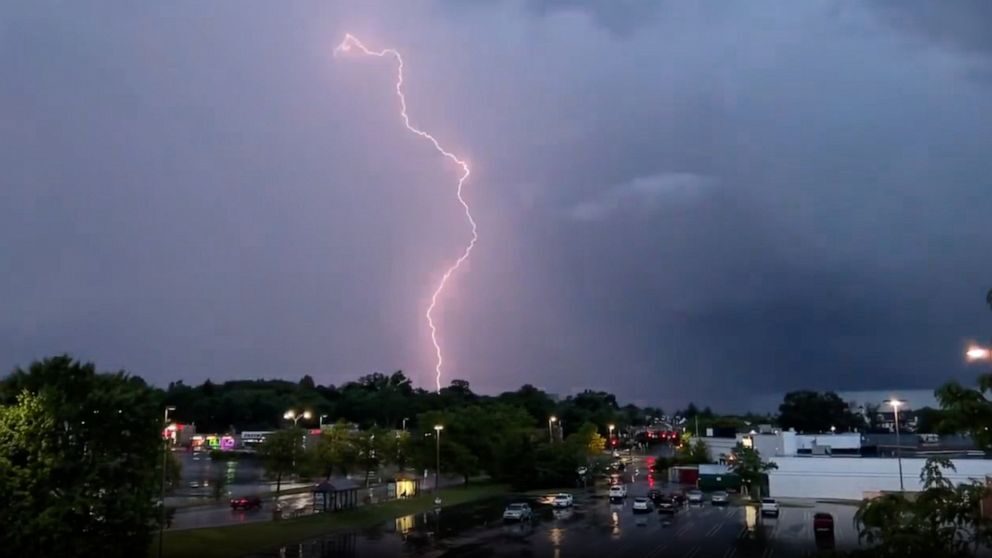 Lightning lights up the sky as storms move over