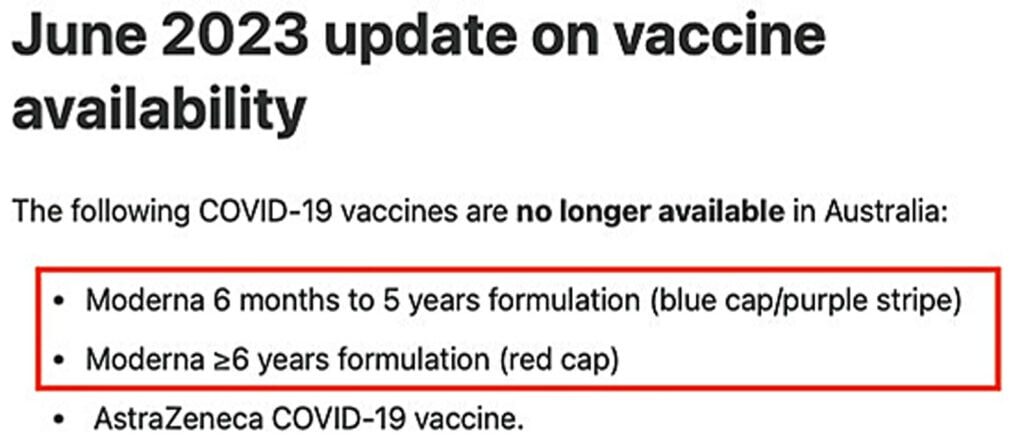 June 2023 update on vaccine (Australia)