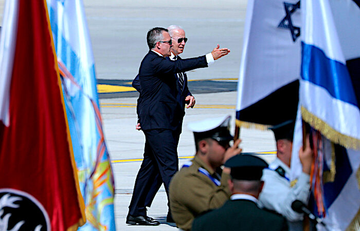 Click to enlarge Biden and flags