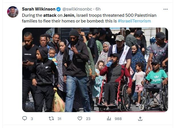 tweet jenin forced exit Israel idf