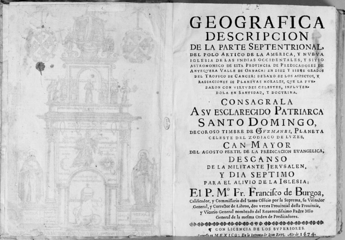 Click to enlarge Title page of Father Burgoa’s Geographica Descripción (1674).