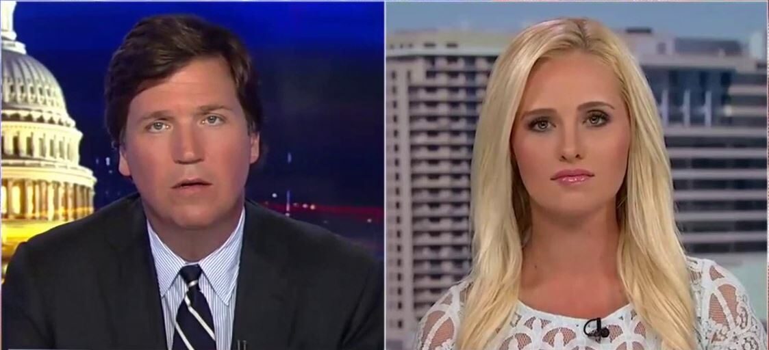 Click to enlarge Tucker Carlson interviewing Tomi Laren