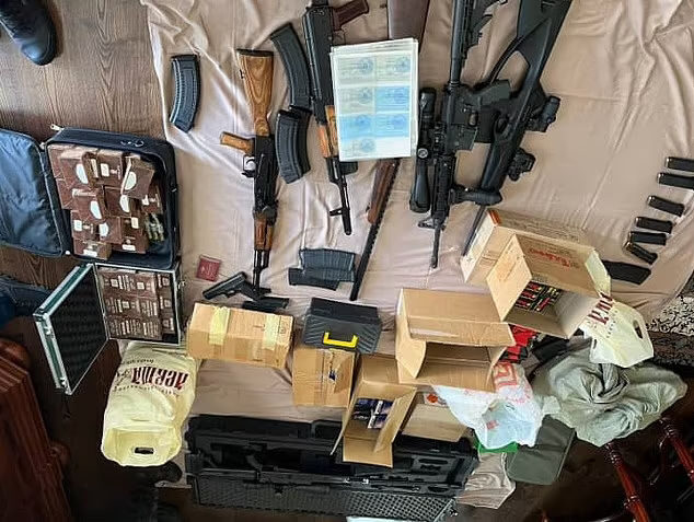 Click to enlarge Wagner founder's home full of huge caches of weapons, including assault rifles and ammunition