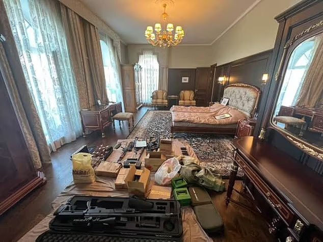 Click to enlarge Huge caches of weapons found at the Wagner leader's estate by police