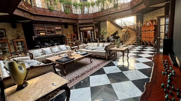Click to enlarge An opulent reception area of Prigozhin's home, which was captured on video by Russian police