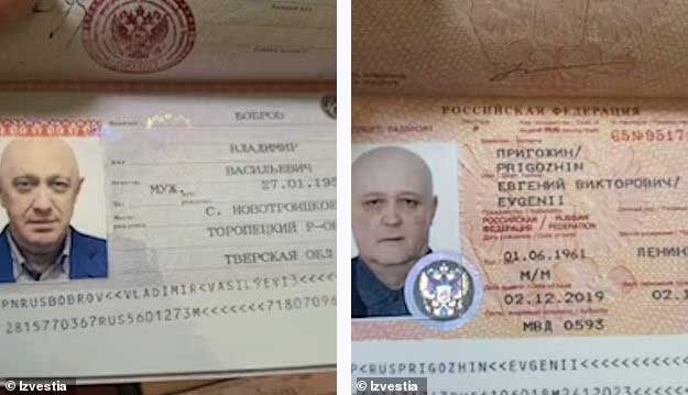 Click to enlarge Several passports were also found and photographed inside Prigozhin's home.