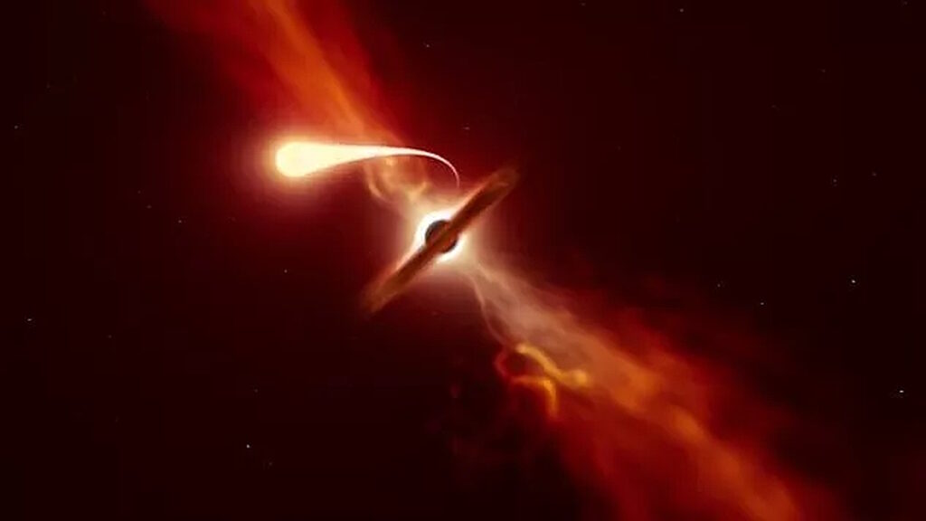 black hole eat star illustration