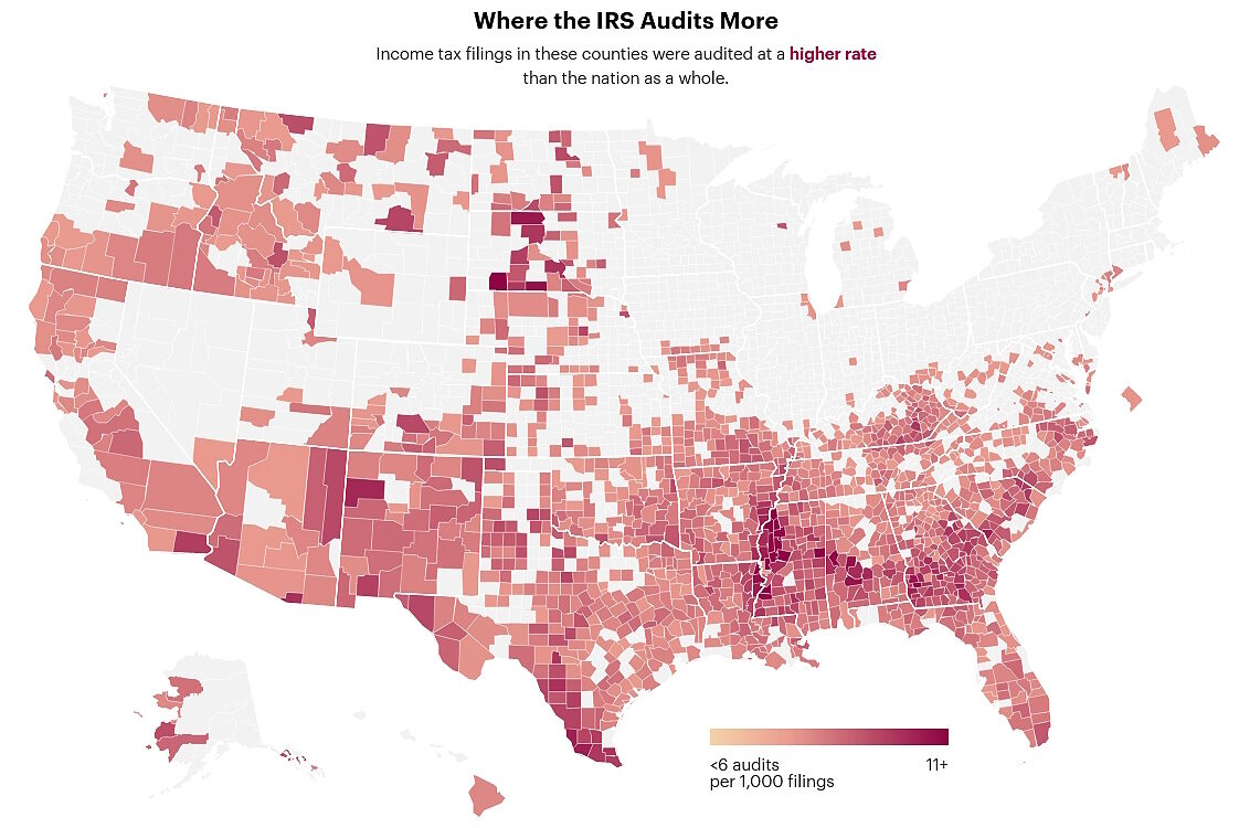 Click to enlarge most audited counties US IRS internal revenue service