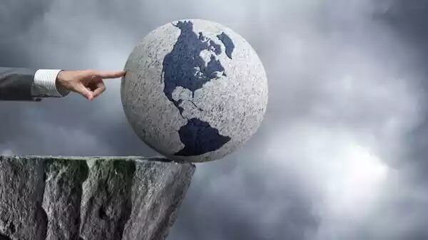 Click to enlarge world over edge of cliff