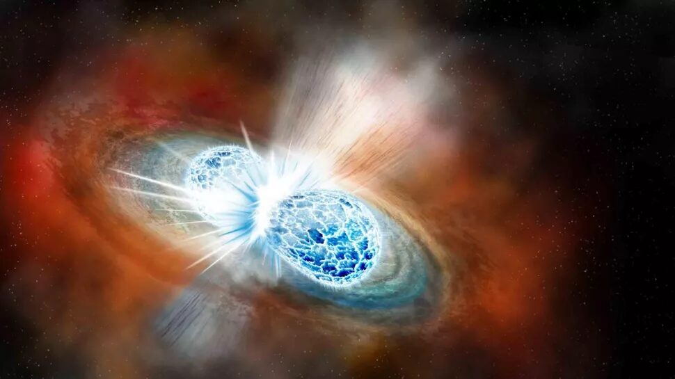 illustration neutron star collision gamma ray burst JWST
