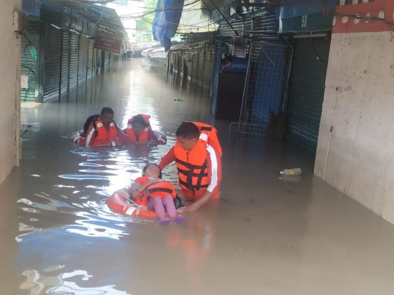 Flood evacuations in Ghaziabad, NCR Delhi India,