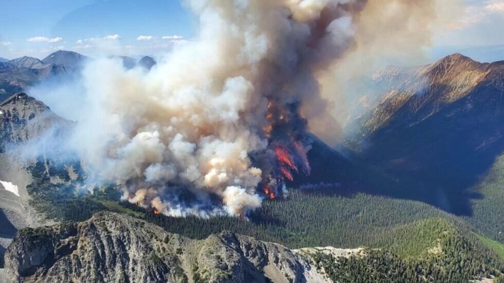 An aerial view of the Texas Creek wildfire in British Columbia, Canada, provided by the British Columbia Wildfire Service on July 9, 2023.