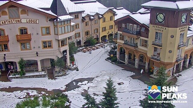 This webcam still was capture on Monday afternoon after a storm dumped hail on Sun Peaks.
