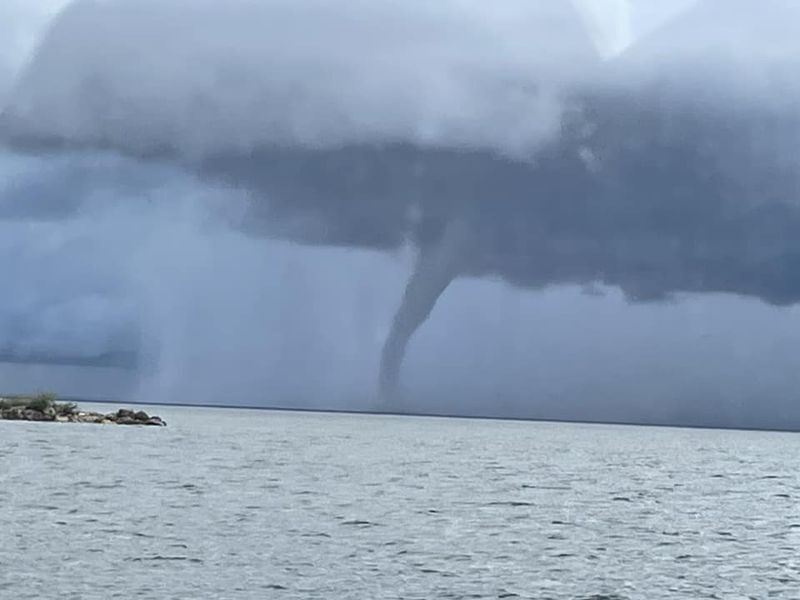 This waterspout spun up near St. Ignace, Michigan on Tuesday, July 18. Photo provided by Brenda Horton.