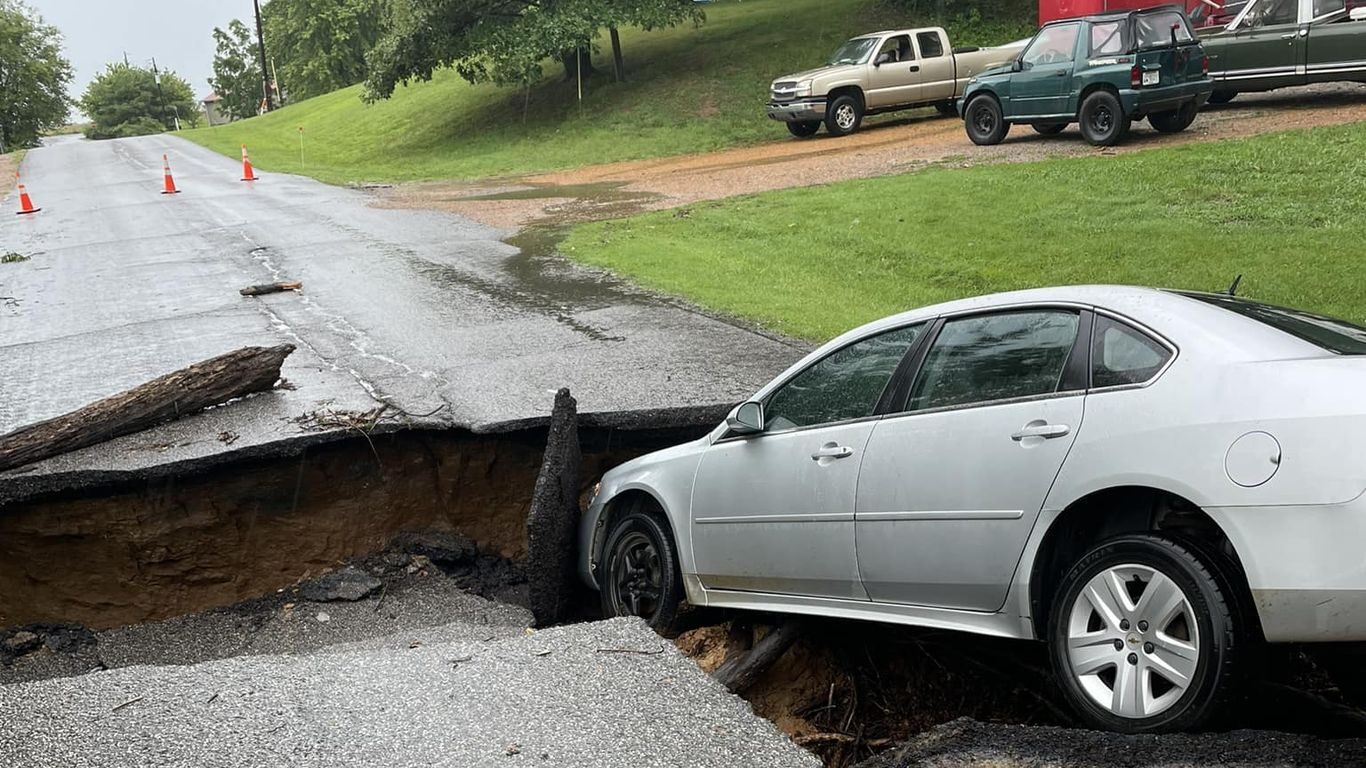 A road near Mayfield in Graves County, Kentucky,