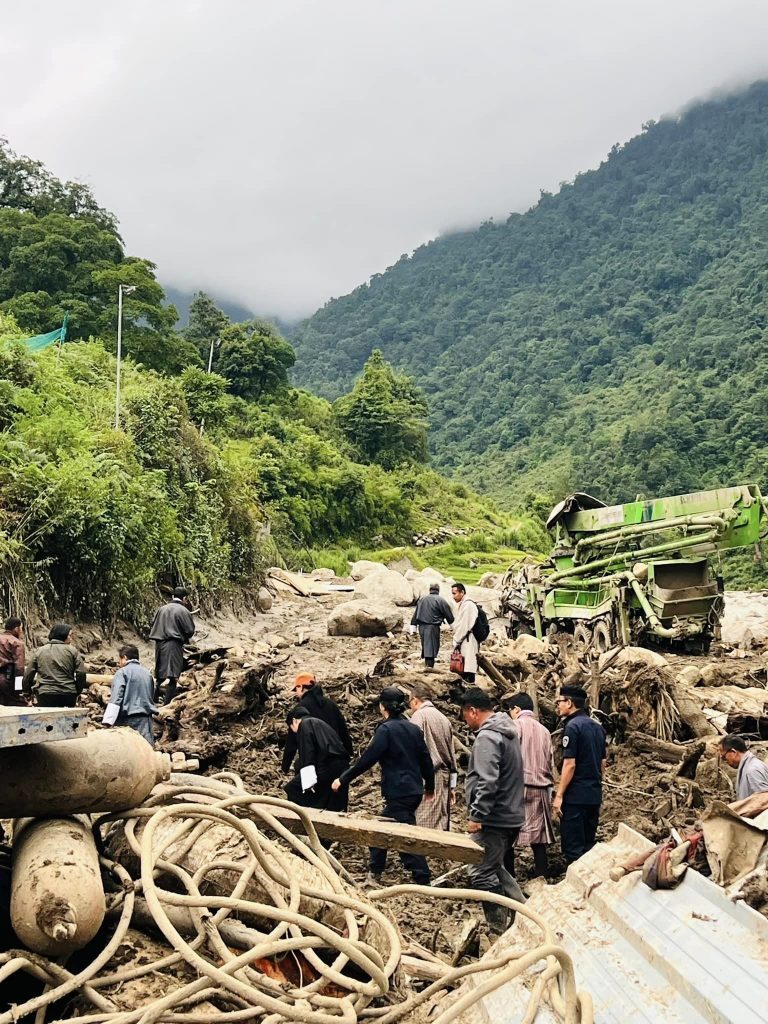 Flash floods in Lhuntse, Bhutan, July 2023.