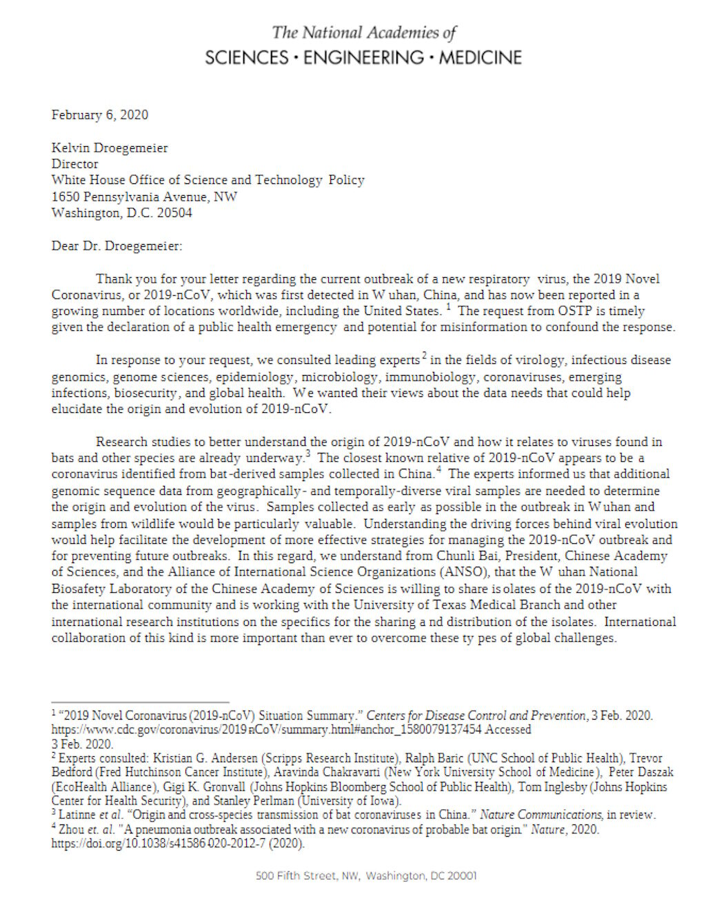 letter president covid lab leak