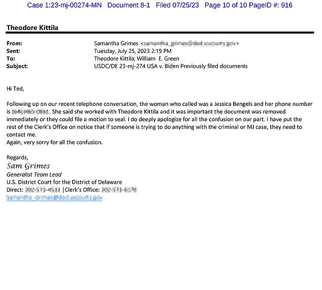 Click to enlarge hunter dirty trick lawyer email