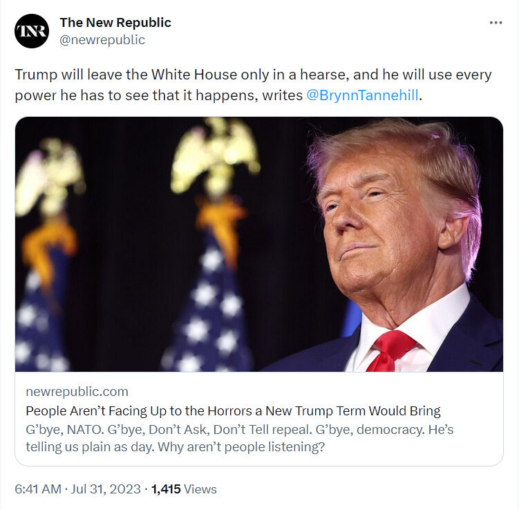Click to enlarge Trump in X Post