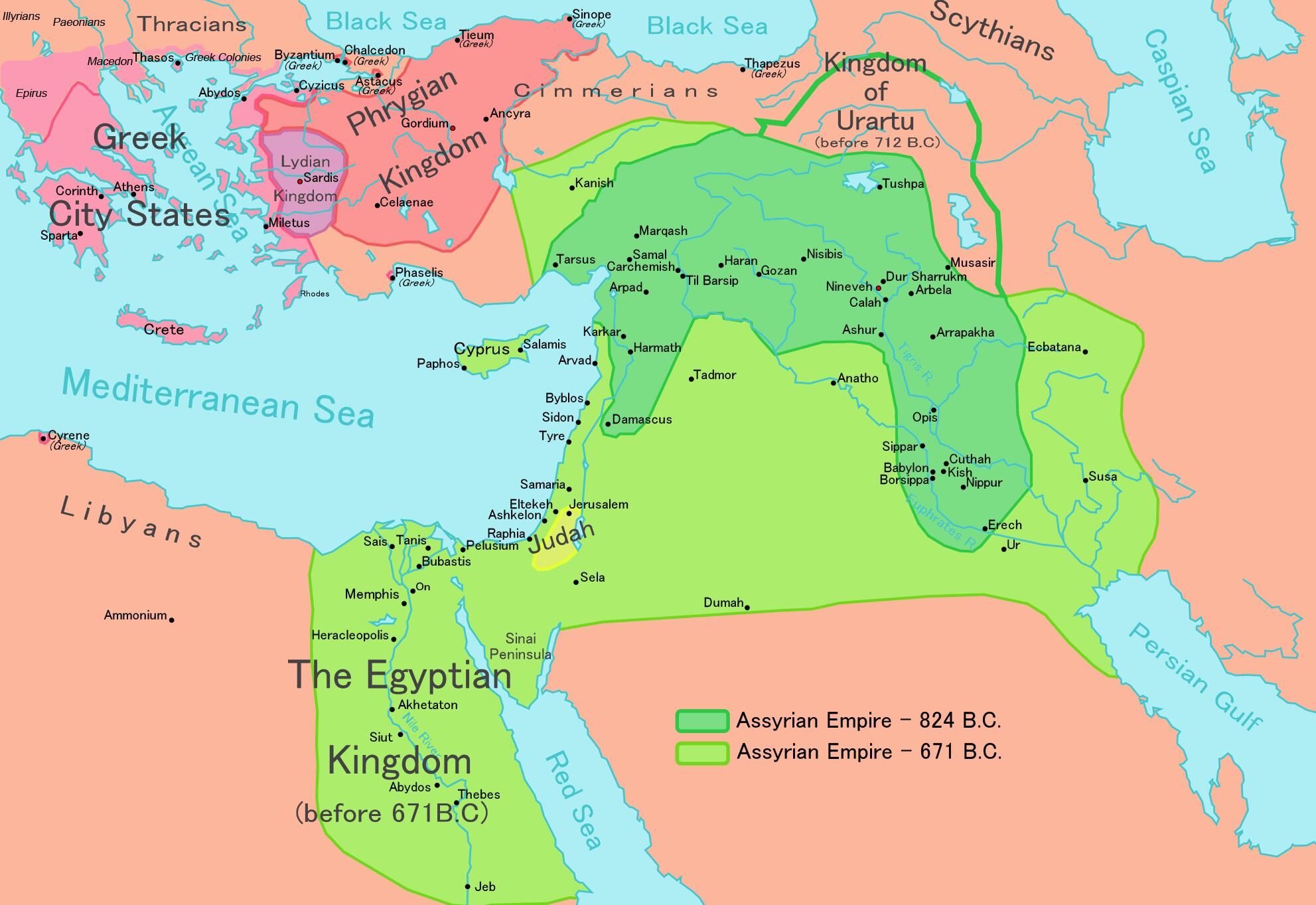 Click to enlarge assyrian empire map