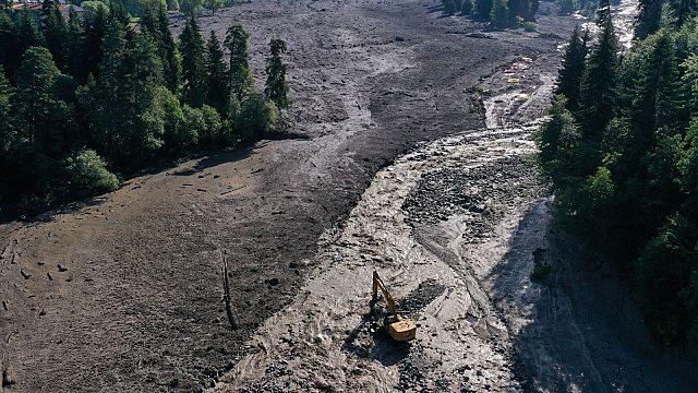 This aerial photo taken with a drone shows