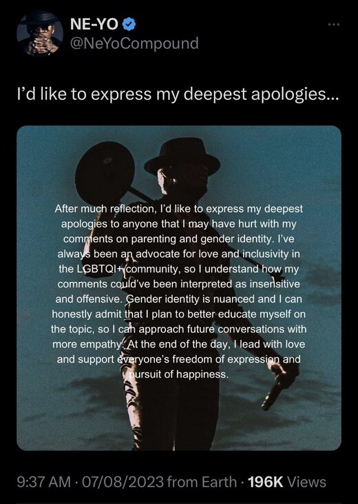 ne-yo published apology