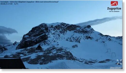 Webcam screen capture obtained August 8th  Zugspitze Webcams