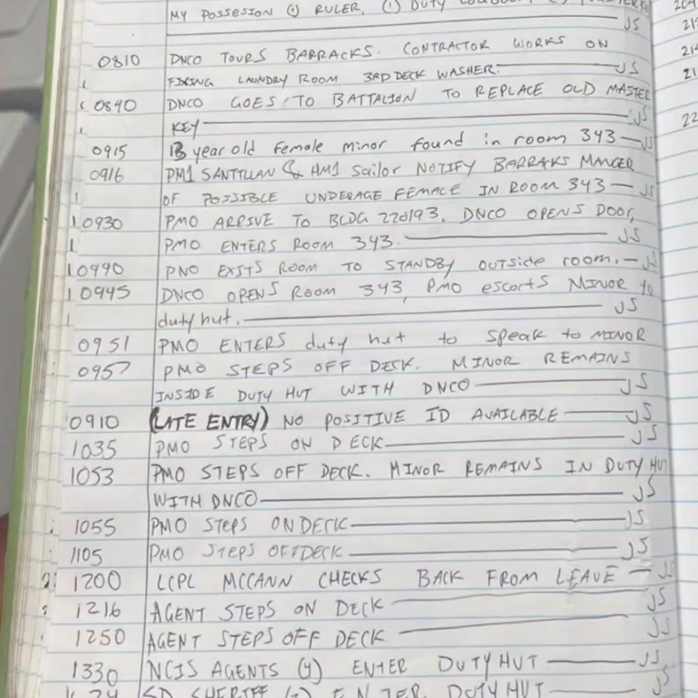 Click to enlarge barrack duty log book marin us