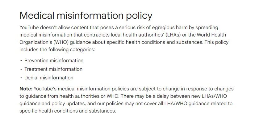 Click to enlarge YouTube Policy New