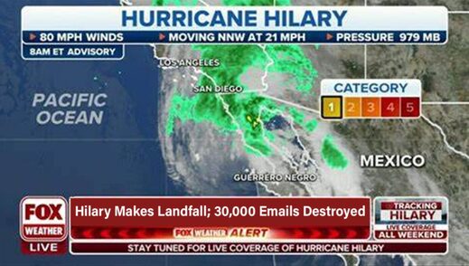 hurrican hilary emails destroyed satire