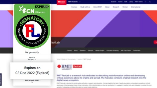 Click to enlarge RMIT Fact Lab fact checker australia expired license.