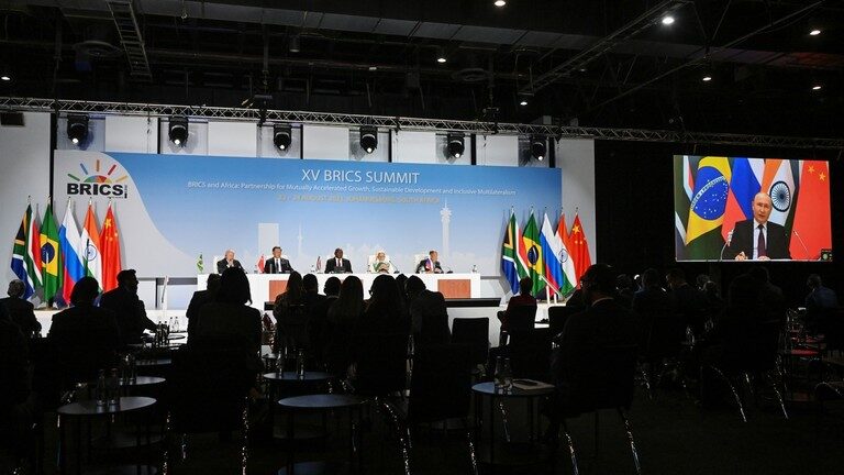 Click to enlarge The 15th BRICS Summit at the Sandton Convention Centre in Johannesburg, South Africa.