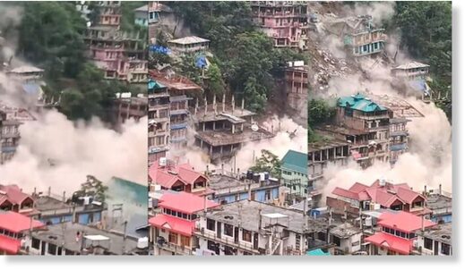 7 buildings collapsed after heavy rain triggered landslide in Himachal's Kullu district.