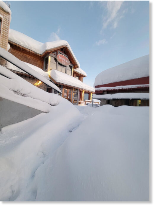 Las Leñas base area on the morning of August 23rd, 2023. Captured by PowderQuest.