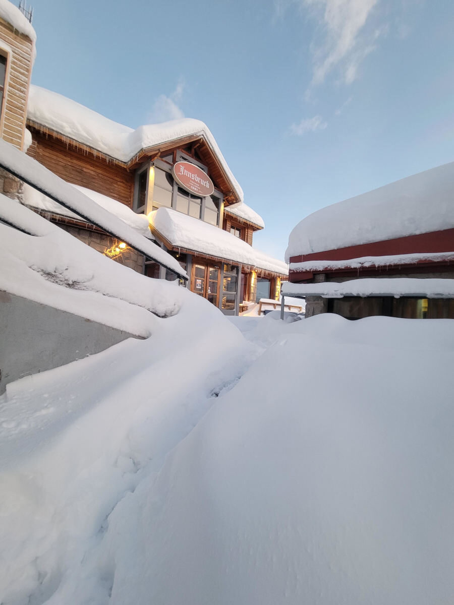 Las Leñas base area on the morning of August 23rd, 2023. Captured by PowderQuest.